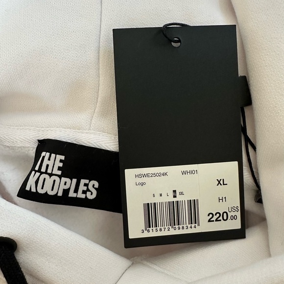 NWT The Kooples White Graphic Logo Hoodie I Love The Kooples – Size XL - Picture 7 of 9